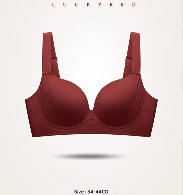 Sexy Red Push up Bra Set for Small Breasts Anti-Sagging Comfortable Breathable Wedding Lingerie Set without Underwire
