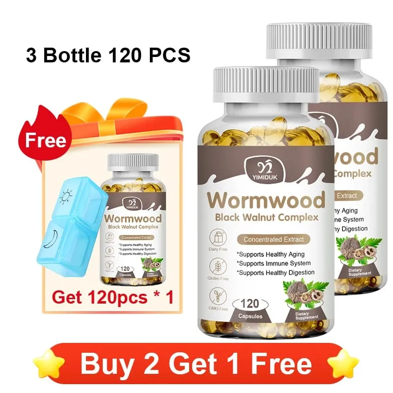 Premium Wormwood Cleanse Supplement with Black Walnut Clove & Quassia Supports Intestinal Health Detox & Digestive Balance