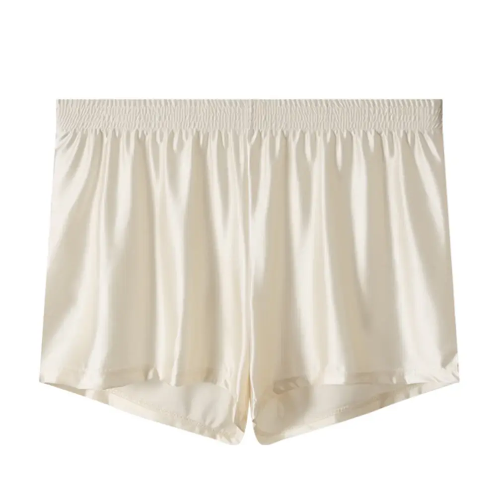 1pc Men Ice Silk Smooth Solid Boxer Shorts Panties L-3XL Large Size Loose Sleepwear Underwear Trunks Seamless Comfy Sleepwear