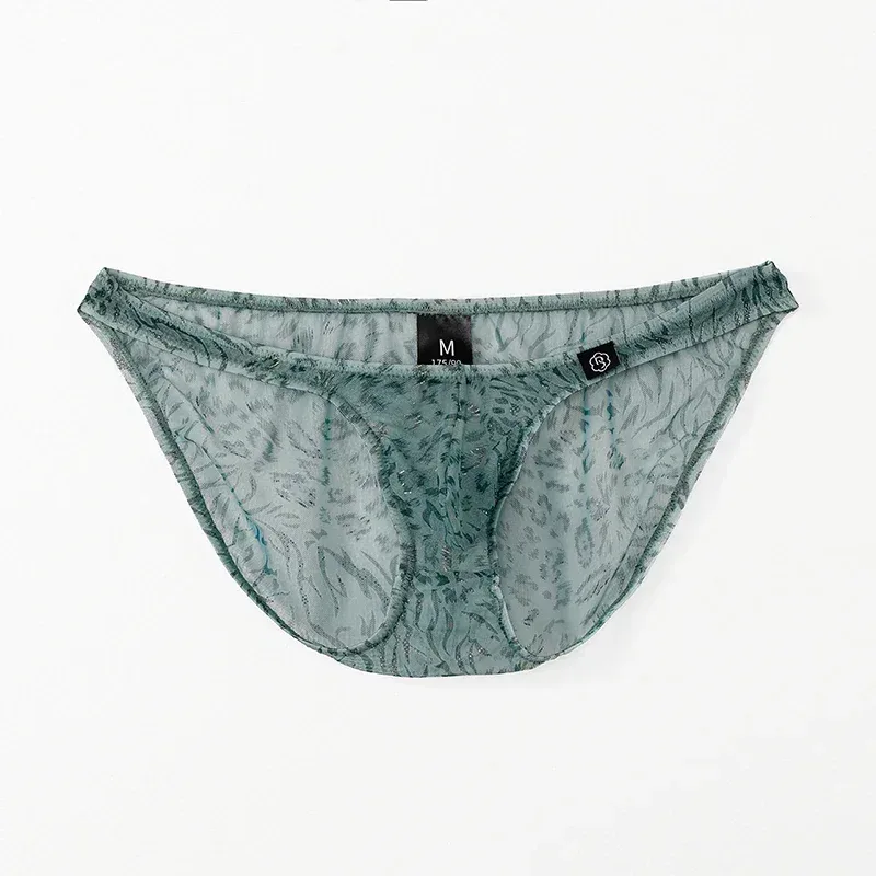 Men Leopard Printed Mesh Underwear Ice Silk Thin Breathable Low Waist Quick Dry Cool Summer Mens Briefs Panties — image 13