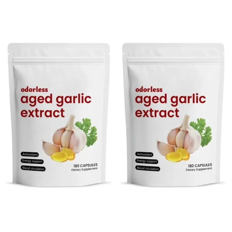 Capsules d'huile d'ail sans odeur, extrait d'ail âgé de 2 ans, gélules molles, soutient la santé cardiaque immunitaire, stimule l'énergie et le pouvoir antioxydant