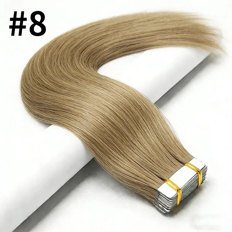 Tape in Hair Extensions Human Hair Bleach Blonde 26 Inch 50g/pack Straight Seamless Skin Weft Tape in Real Human Hair Extension — image 12
