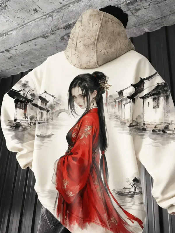 2026 Hot Anime girl back pattern Sweatshirt Casual Long Sleeve Hooded Pullover 3D Printing Top Fashion Oversized Men's Hoodies