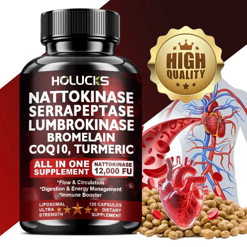 Nattokinase Supplement Supports Blood Flow Heart Health & Healthy Circulation Digestive Aid Boosts Cellular Energy