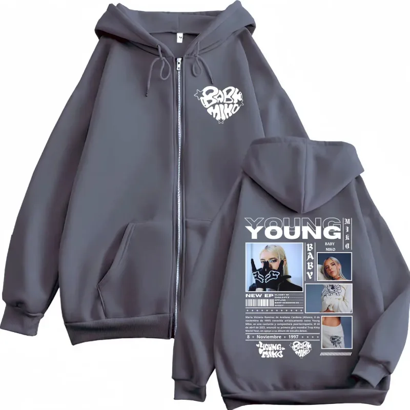 Rapper Young Miko Graphic Zipper Hoodie Men's Women Clothing Hip Hop Aesthetic Zip Up Pullovers Fashion Casual Loose Sweatshirts — image 3