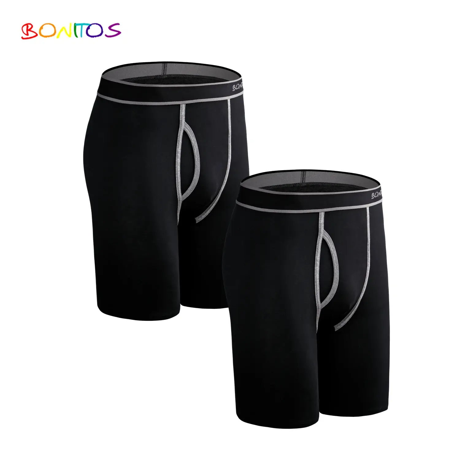 2pcs Pack Long Leg Boxer Shorts Hommes Culottes Kit Homme Slip Boxershorts Slip Sous-Vêtements pour Homme Coton Mâle Sexy Set Box Gym