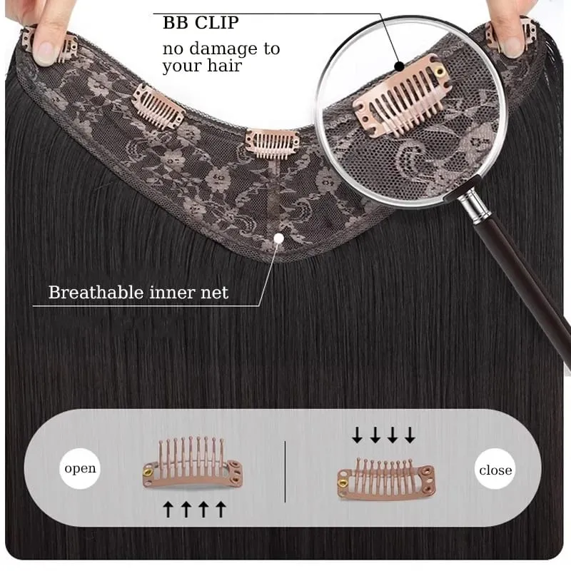 Synthetic Black Wavy Clip in Hair Extensions Hairpiece U-shaped Hair Extensions with 5 Clips for Women Girls Daily Use Soft Hair — image 4