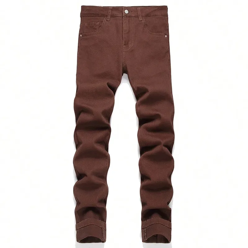 Men High Stretch Solid Black Denim Jeans Skinny Slim Fit Denim Pants Male Classic Casual Daily Business Streetwear Trousers
