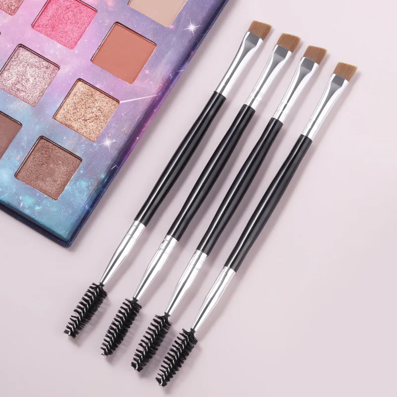 Dual Head Øjenbryn Makeup Børster 4 Stk Spoolie Lash Brush Vinklet bryn Fyld Pensel Professionel øjen kosmetisk værktøj