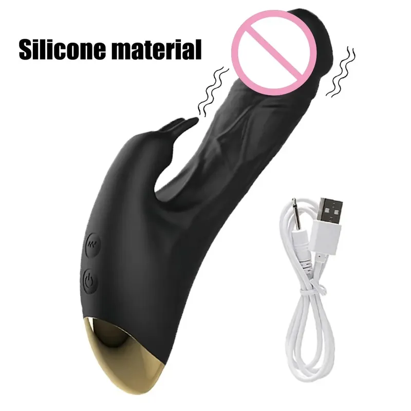 Silicone Rabbit Vibrator 3-in-1 G-Spot Clit Anal Beads Stimulator 10 Modes Thrusting Vibrating Sex Toy for Women