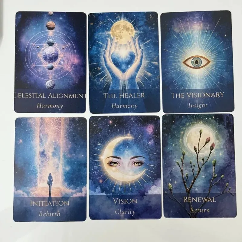 Inner Moon Oracle Deck in Metal Box 44 Card Deck Divination Board Game Oracle Cards with Instruction Guidebook