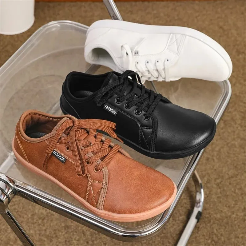 2025 New Minimalist Shoes for Men Women Wide Toe Barefoot Zero Drop Shoes Casual Artificial Leather Lightweight Walking Sneakers — image 3