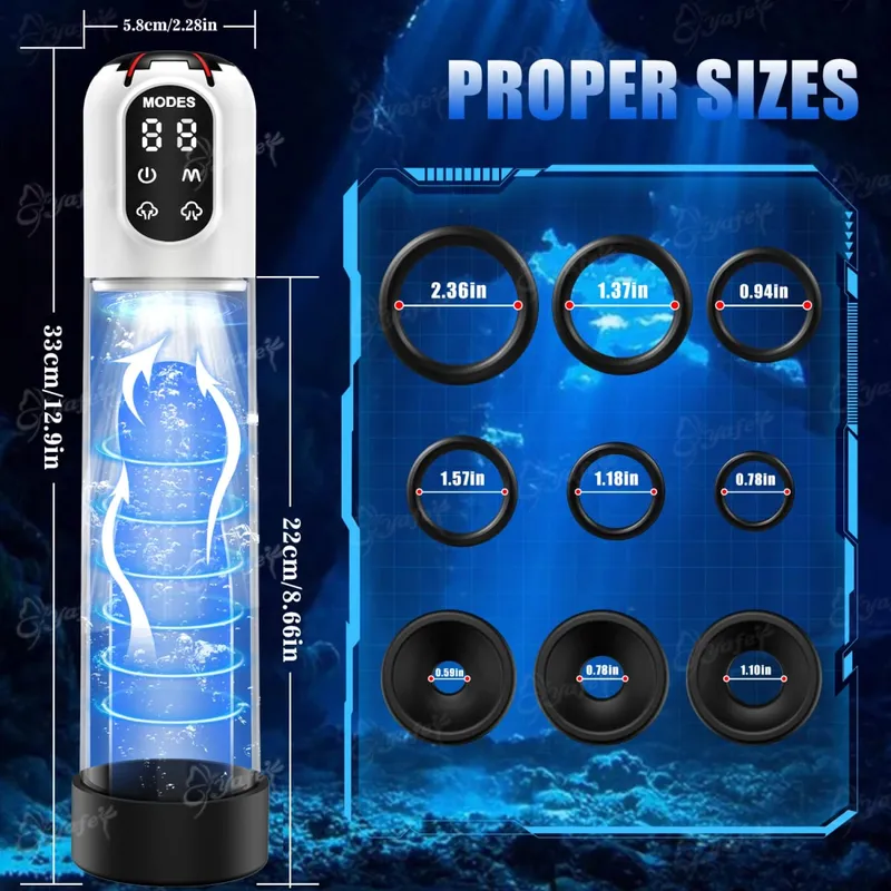 IPX7 Waterproof Electric Penis Pump Male Masturbation Massager Vacuum Suction Delay Ejaculation Trainer Sex Toy For Man