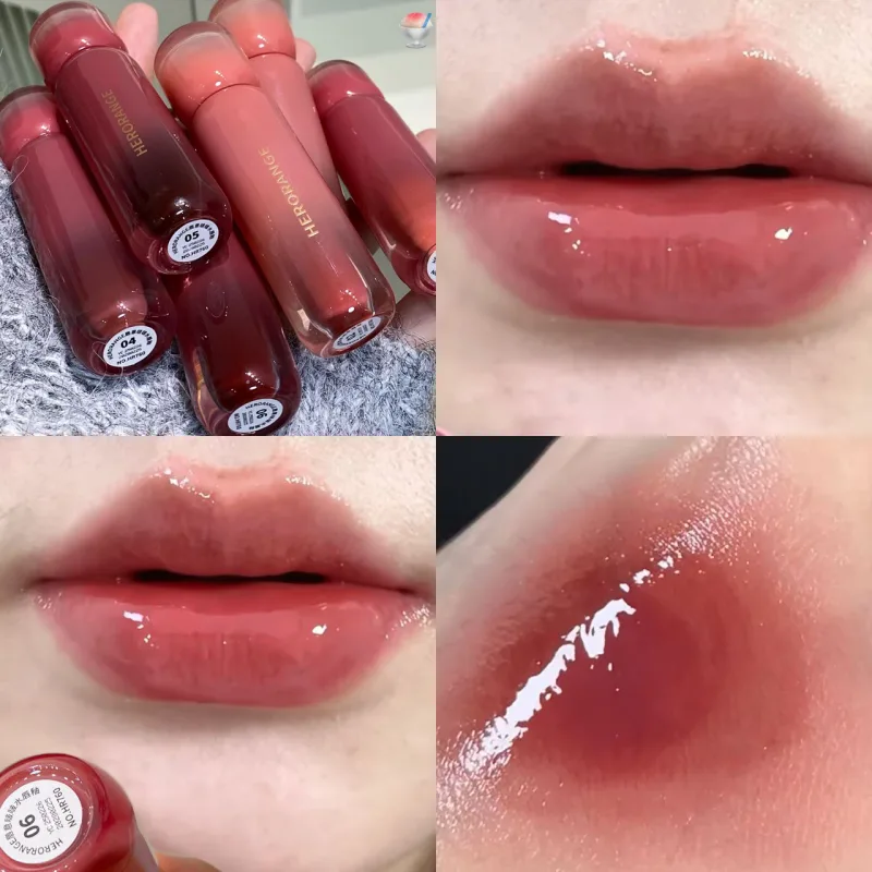 Smoked Grape Purple Red Lip Glaze Mirror Water Lip Gloss Moisturizing Liquid Lipstick Clear Tint Makeup Korean Women Cosmetics