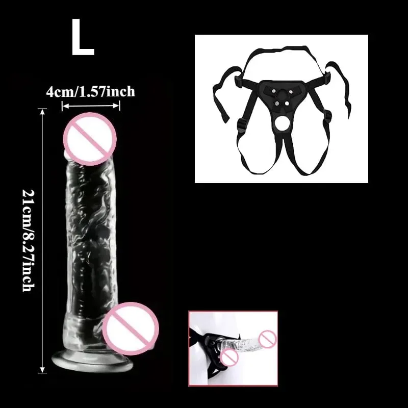 Realistic Wearable Strap On Clear Dildo Masturbator Strong Suction Cup G-spot Adult Sex Toy Suitable for Female and Male Couples