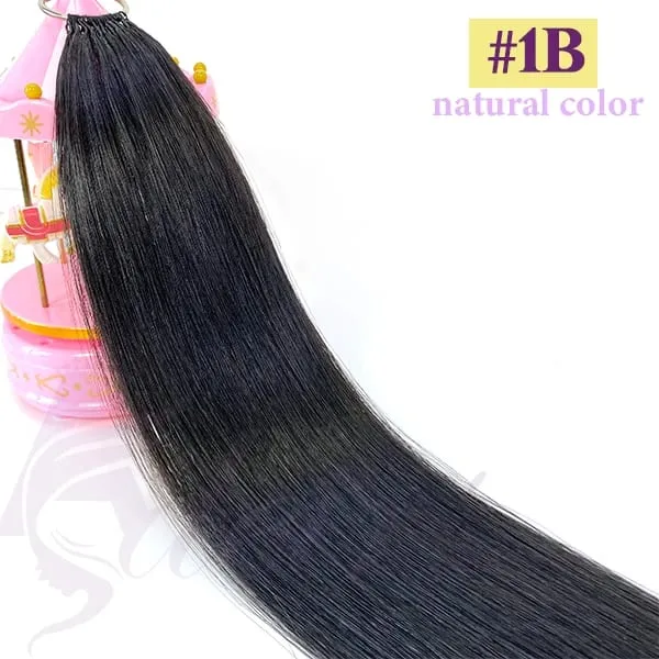 New Double-line Feather Hair Extensions Natural Real Human Hair Microring Hair Extensions Brown Blonde Color Straight — image 7