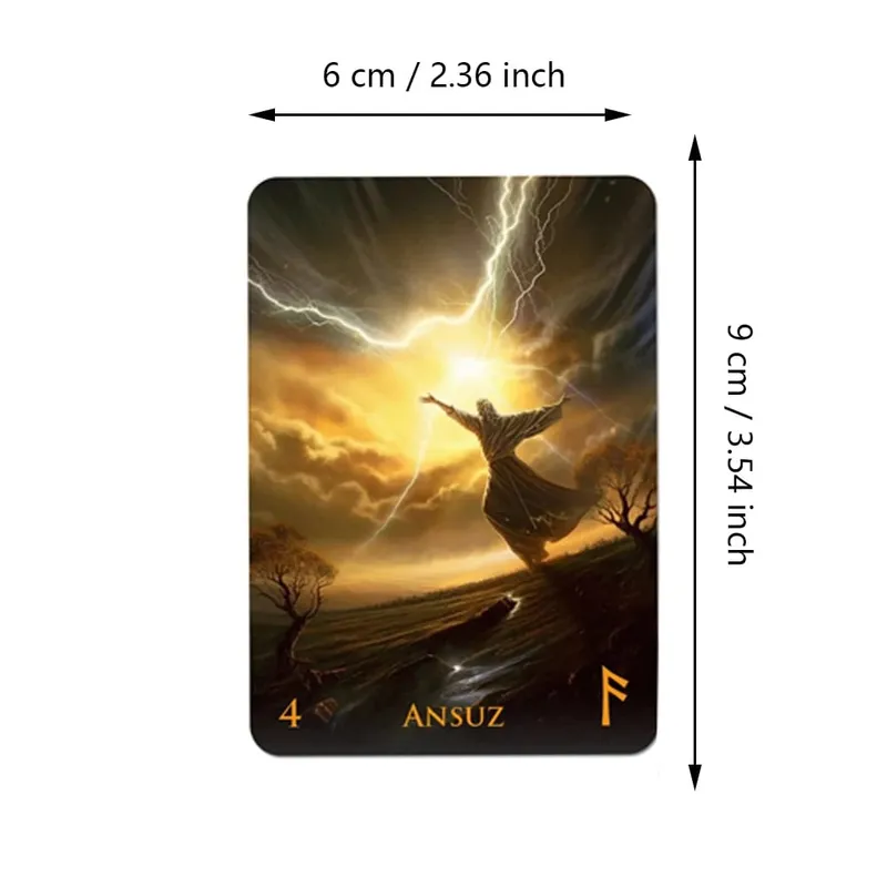 Weird World Runes Deck 9*6cm - 25 Elder Futhark Oracle Cards for Divination Printed on 350GSM Double-embossed Cardstock