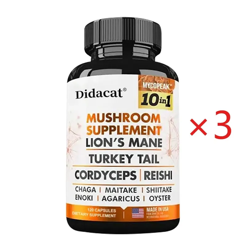 10x Mushroom Complex - Brain Nervous System Health and Memory Supplements Immunity Sleep Energy Mood Support