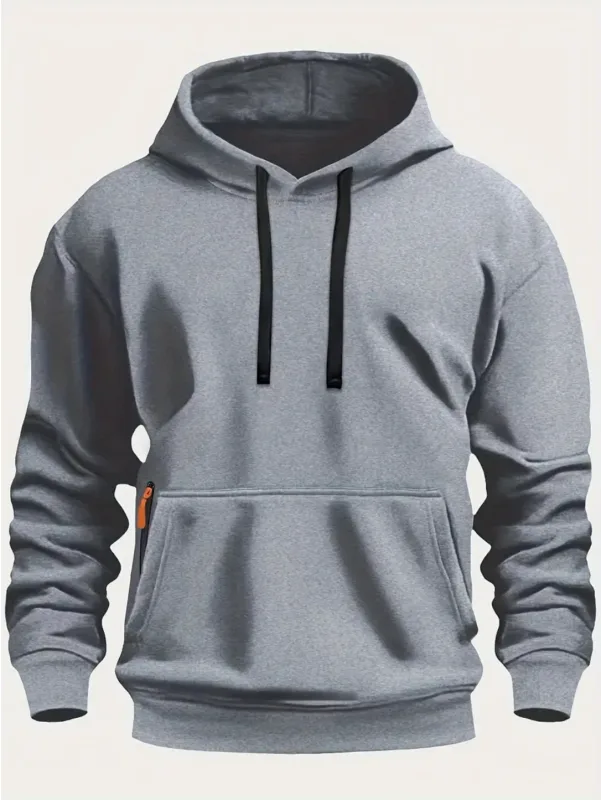 Fall/Winter New Arrival Men's Fleece Hoodie High Quality Solid Color Hooded Sweatshirt Male Fashionable Street Style Sweatshirt — image 6