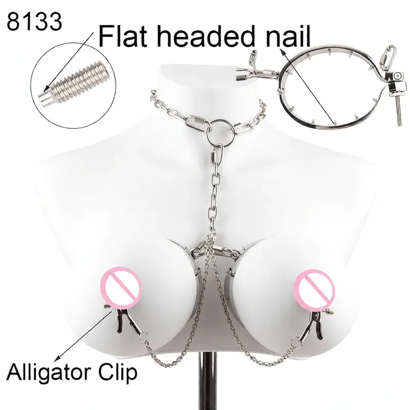 Stainless Steel Breast Bondage Chest Clamp Nipples Massager Strapon Metal Bra Nipple Teating BDSM Sex Toys For Women Men
