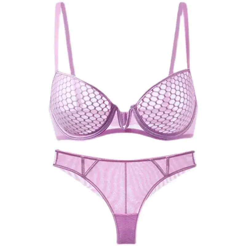 Full Bust Ladies Ultra-Thin Minimizer Bra Set Summer Soft Underwire Side Support Anti-Sagging Comfort Lingerie
