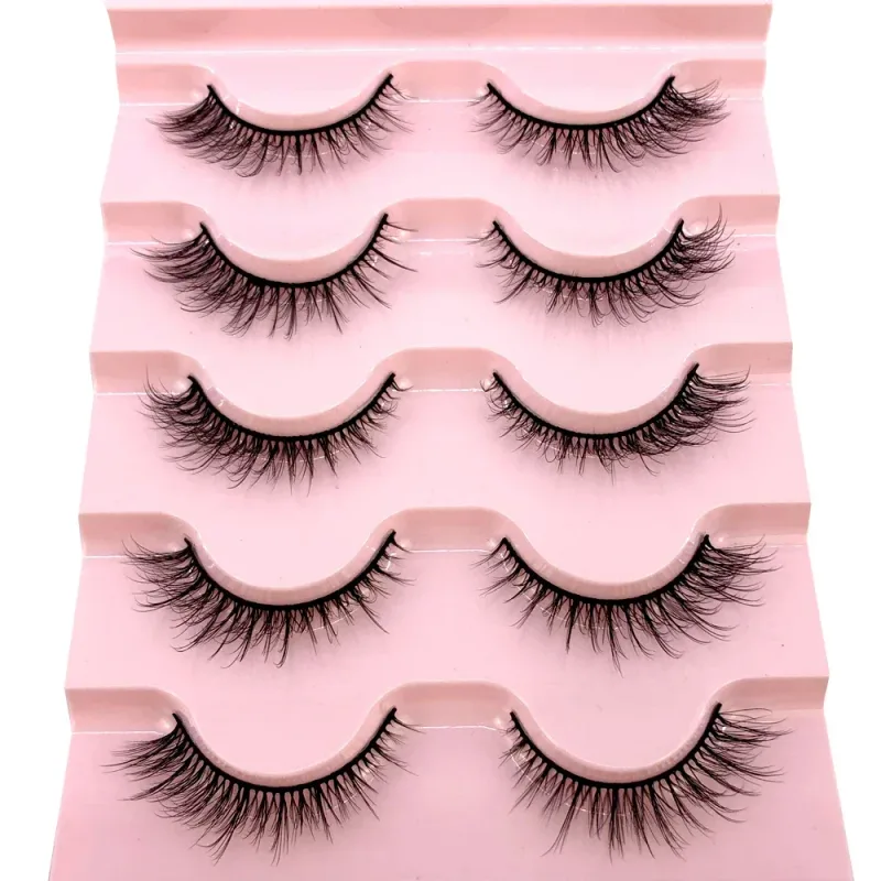 New Cat Eye Lashes 5/7/10 pairs 3D Faux Mink Eyelashes Winged Fluffy Fake Lashes Soft Natural long Full Strip Lash Make