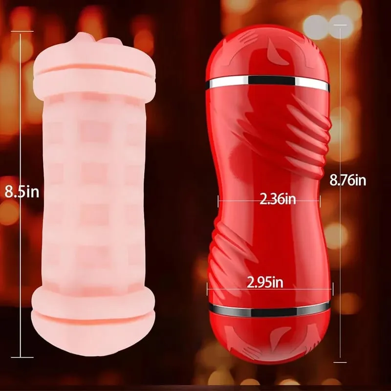 2 IN 1 Realistic Artificial Vagina for Men Masturbator Cup Deep Throat Blowjob Massager Pocket Pussy Erotic Penis Adult Sex Toys