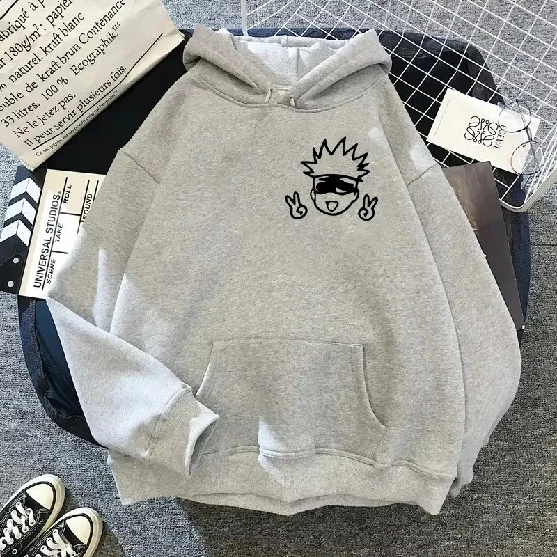Spring Autunm Unisex Jujutsu Kaisen Anime Hoodies Sweatshirts Large Animated DesignsKawaii Gojo Satoru Graphic Streetwear
