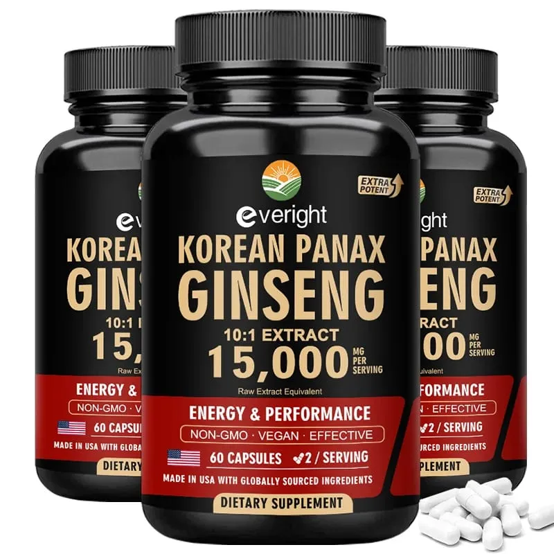 Red Korean Ginseng for Men’s Vitality & Performance – 10:1 Extra Strength Extract for Energy Focus & Productivity – Natural Ve