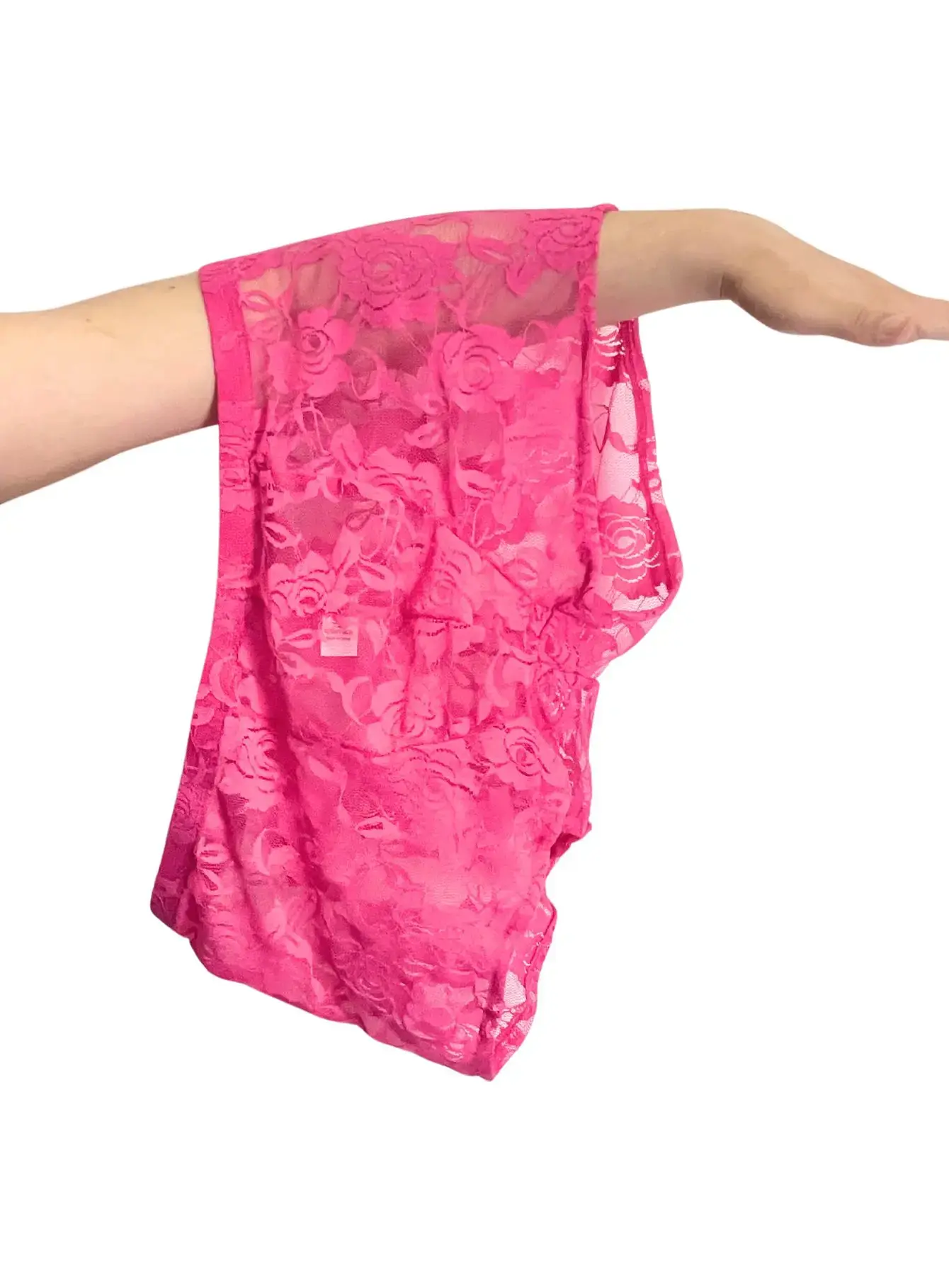 1Pc Men's Fashion New Design Sexy Lace Embroidery, High Elasticity Transparent Lace Flat Corner Underwear, Sexy, Ice Silk 3256811662670417