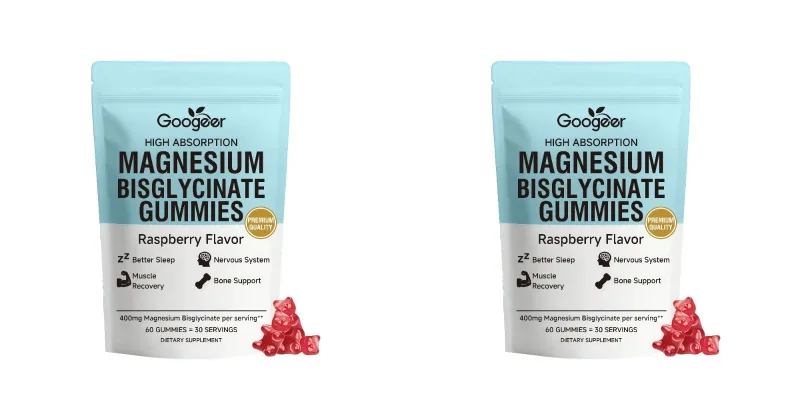 Magnesium Bisglycinate Gummies400mg Raspberry Flavor Supports Bone Health& Muscle Function Dietary Supplement for Adults60 Count