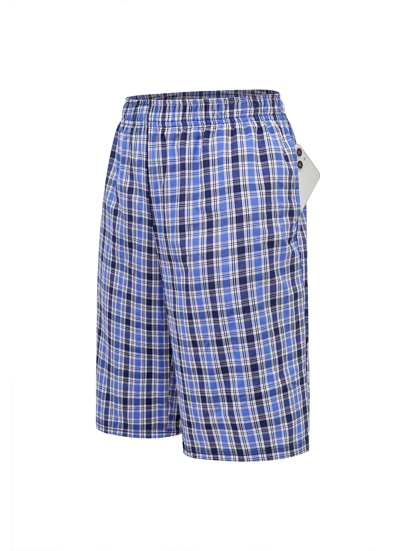 Men's Long Beach Flat Corner Pants Casual Checkered Elastic Waistband Comfortable Home Casual Sleeping Youth Boxing Pants Mens
