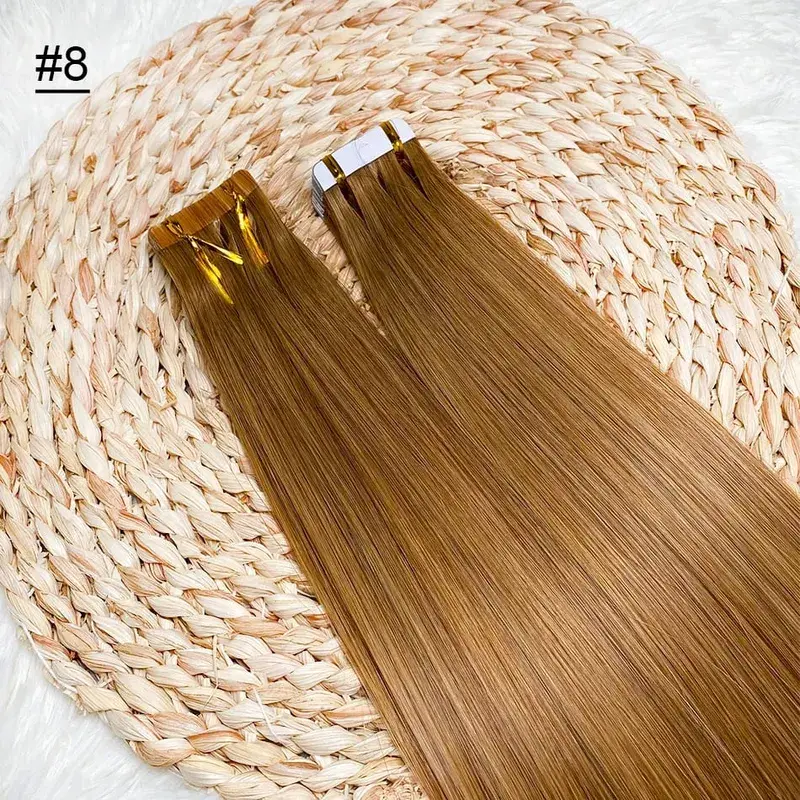 Tape-In Human Hair Extensions Different Colors Straight Hair 18-30 Inch Double Sided Adhesive Remy Hair