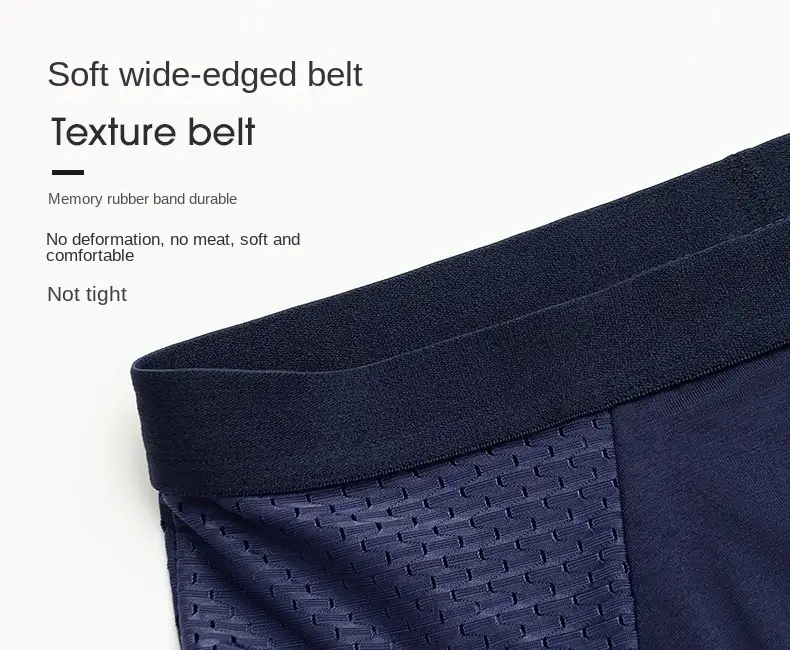 Homens sólidos verão roupa interior de seda gelo boxershorts cuecas respiráveis ​​roupa interior de fibra de carbono de bambu anti-bacteriano oco calcinha