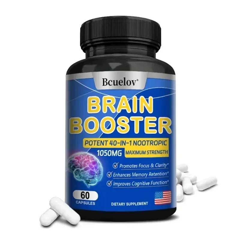 Brain Nutrition Capsules - Dietary Supplement 40-in-1 Potent Formula Vegan Non-GMO Supports Focus and Brain Health