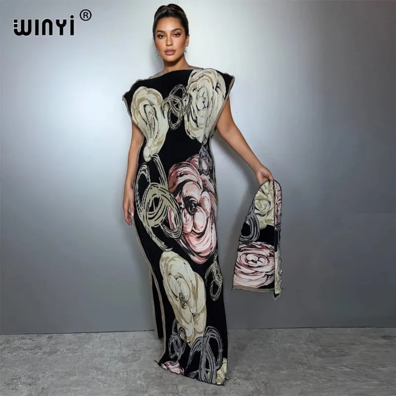 Plisované elastické tenké šaty dámské zmačkaný design Plisované luxusní muslimské společenské šaty Abaya Poncho pro ženy Plážové oblečení Kaftan