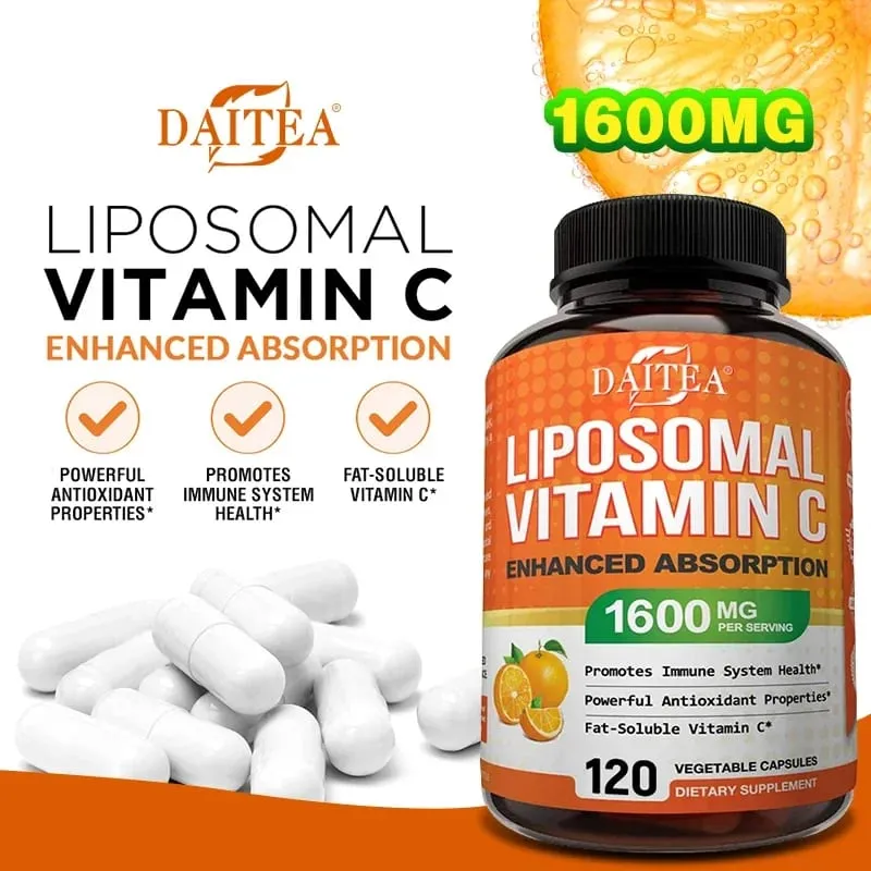 Liposomal Vitamin C 1600 Mg - Highly Absorbable Fat Soluble Vitamin C Antioxidant Supplement Immune System & Collagen Booster