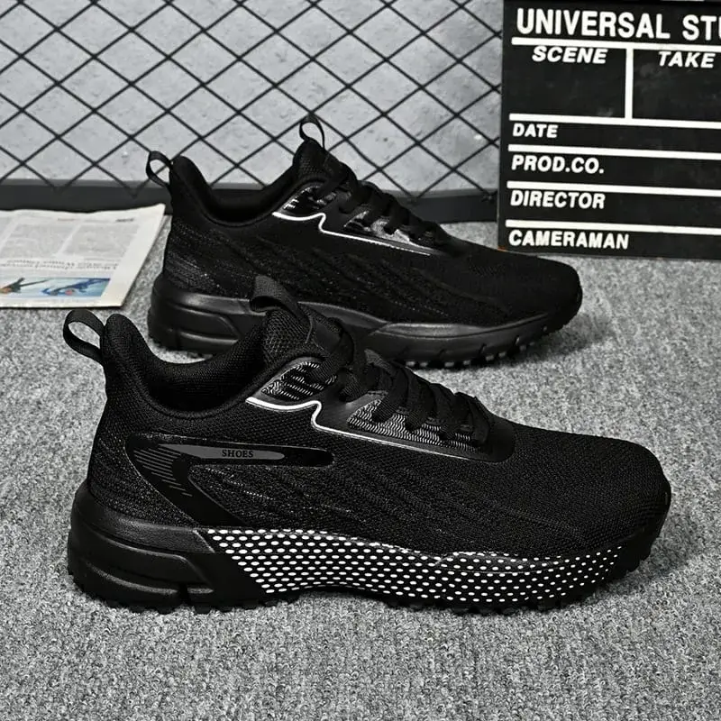 Big Size 50 51 52 Breathable Flying Woven Mens Running Shoes Lightweight Sports Shoes Anti-slip Casual Walking Sneakers Jogging