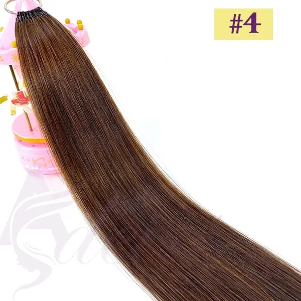 New Double-line Feather Hair Extensions Natural Real Human Hair Microring Hair Extensions Brown Blonde Color Straight — image 9