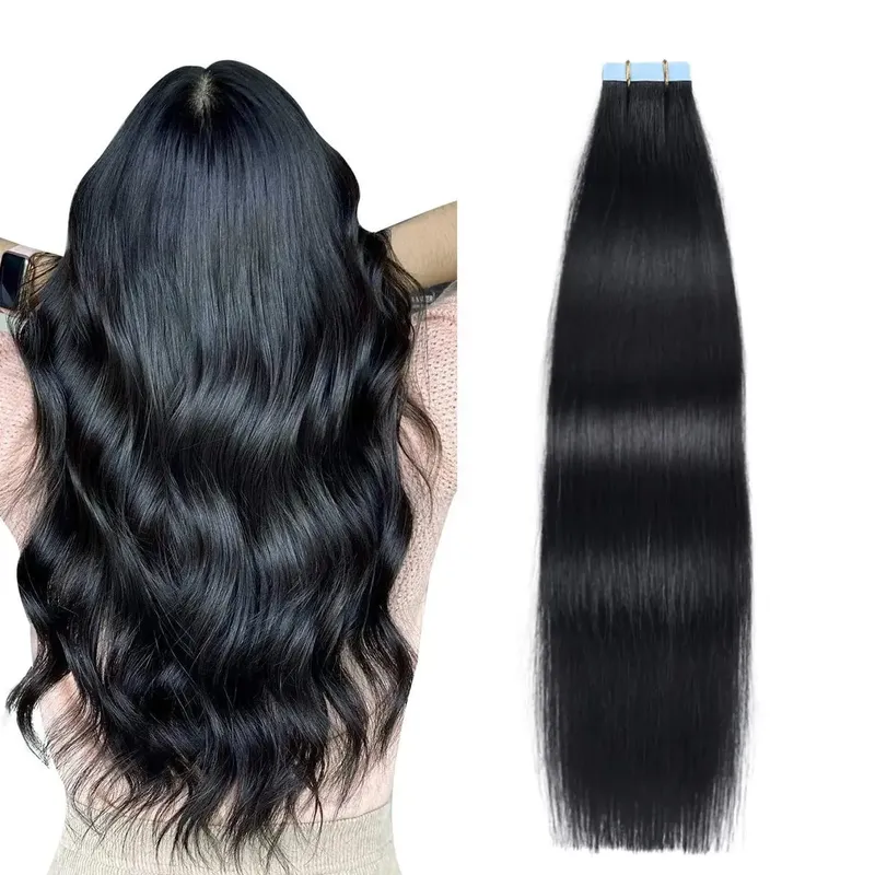 Tape in Hair Extensions Human Hair Invisible Tape in Extensions Dark Brown Hair Extensions Tape in Real Human Hair #2 20pcs 50g