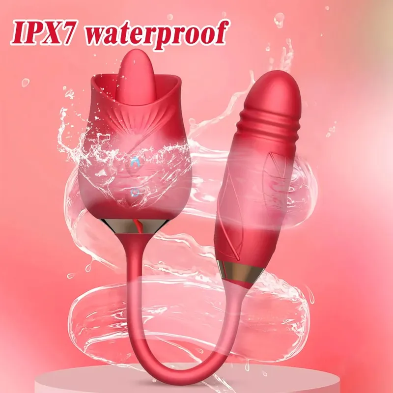 Powerful Rose Sucking Vibrator with Thrusting Clitoral Stimulator G-Spot Massager 10 Modes Rechargeable Sex Toy for Women