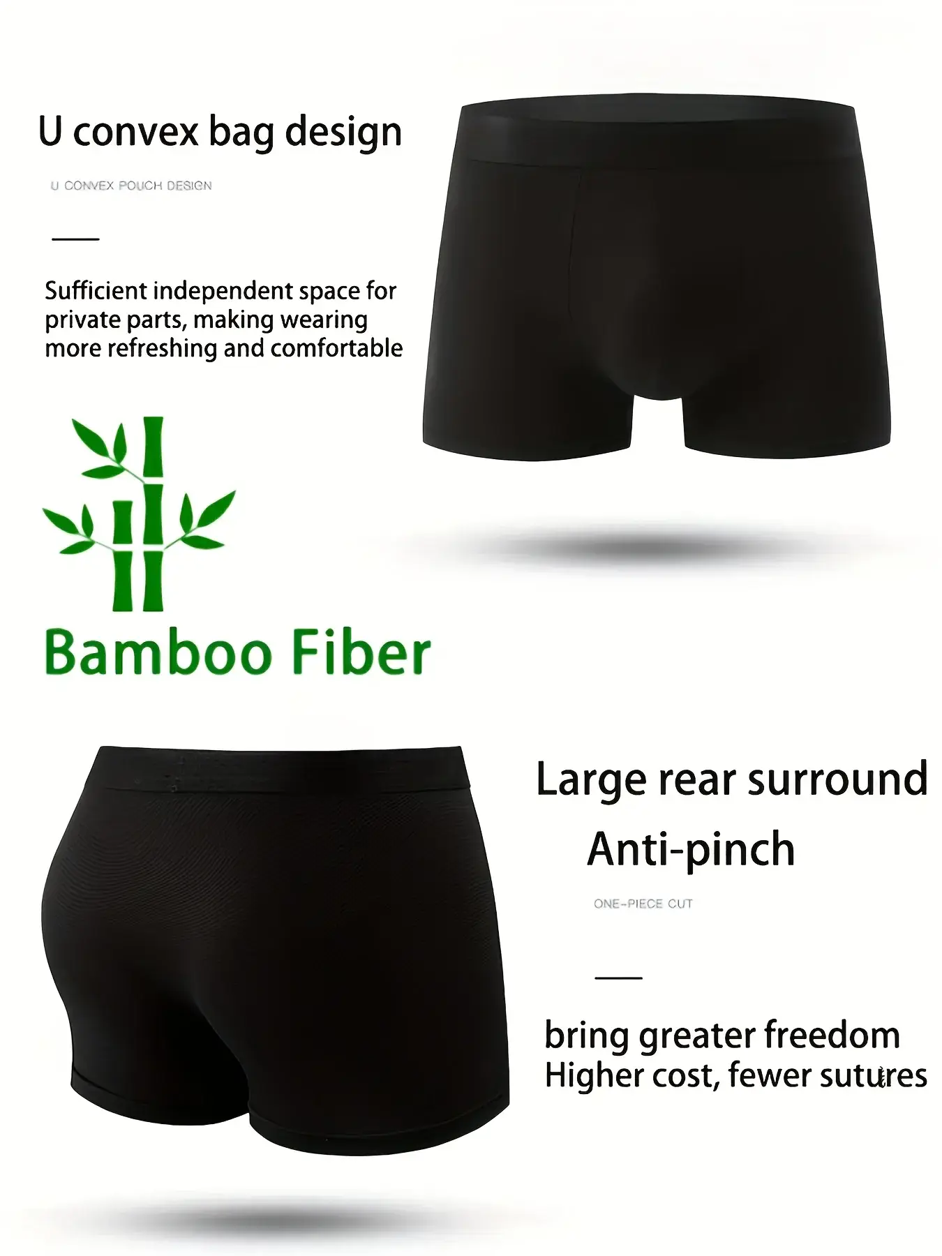 6pcs/set Bamboo Fiber Men Underwear Solid Color Men Boxer Briefs High Quality Men Panties Soft Breathable Plus Size Men Shorts