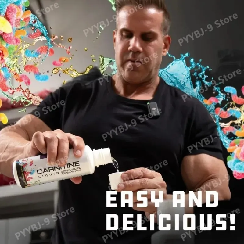 L-Carnitine Liquid 3000mg Sour Gummy Worm Flavor 31 Servings Fitness Supplement Amino Acid Drink Energy & Metabolism Support