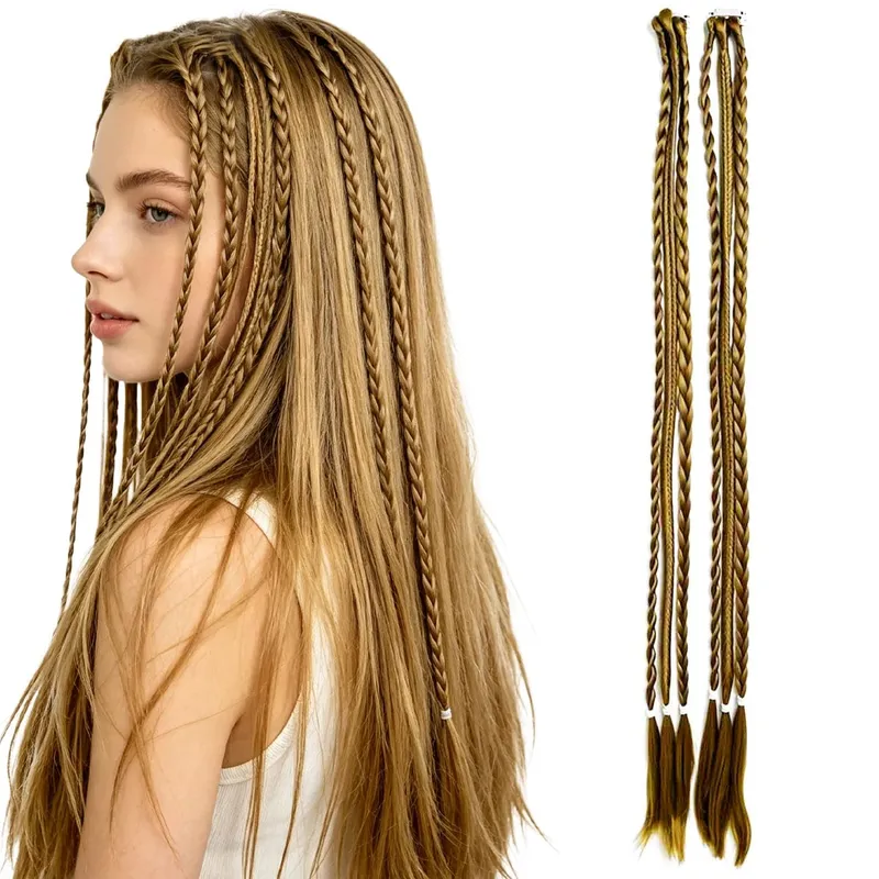 2PCS Synthetic 22"26" Clip In Braids Hair Extensions Braid Ponytail Hairpieces Braided Hair Clip On Braids For Women Daily Party — image 10