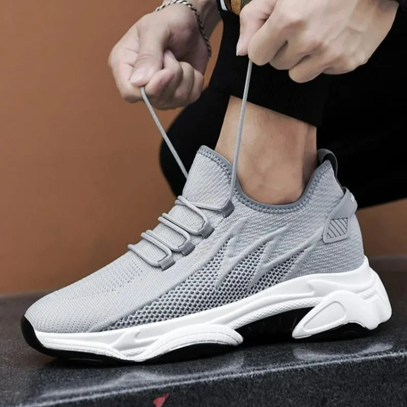 Zapatos de hombre, zapatillas de deporte con aumento de altura de 10cm, zapatos informales transpirables para exteriores, zapatos con cordones para correr para hombre, zapatos de malla con suela suave y elevador — image 1