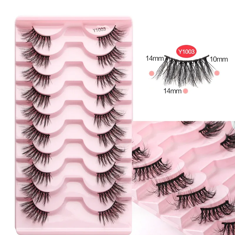 Halve øjenvipper Katteøjevipper 3/5/10 par falske øjenvipper Fluffy Blødt naturligt udseende Klart bånd 3D Mink-vipperforlængelse makeup — image 24
