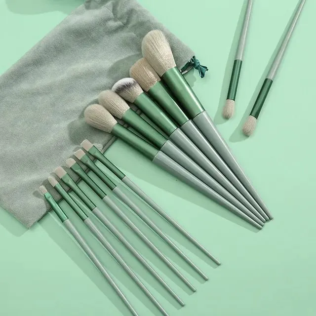 13Pcs Soft Beauty Makeup Brushes Set Foundation Eyeshadow Blush Cosmetic Tools with Storage Bag for Women