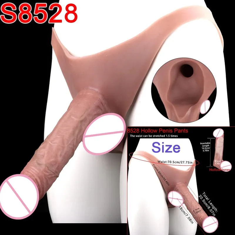 Male Strap-On Long Hollow Dildo Ultra Realistic Penis Extend Sleeve Pants насадка на член Male Cock Cover Sex Toys — image 18