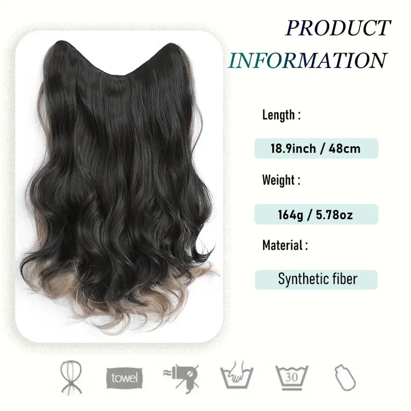 Synthetische 5 Clip 50 cm farbige Haarverlängerungen, Wasserwellen-Perücke, rosa Perücke, graue Perücke, Clip-on-Haarverlängerungen, Weihnachten