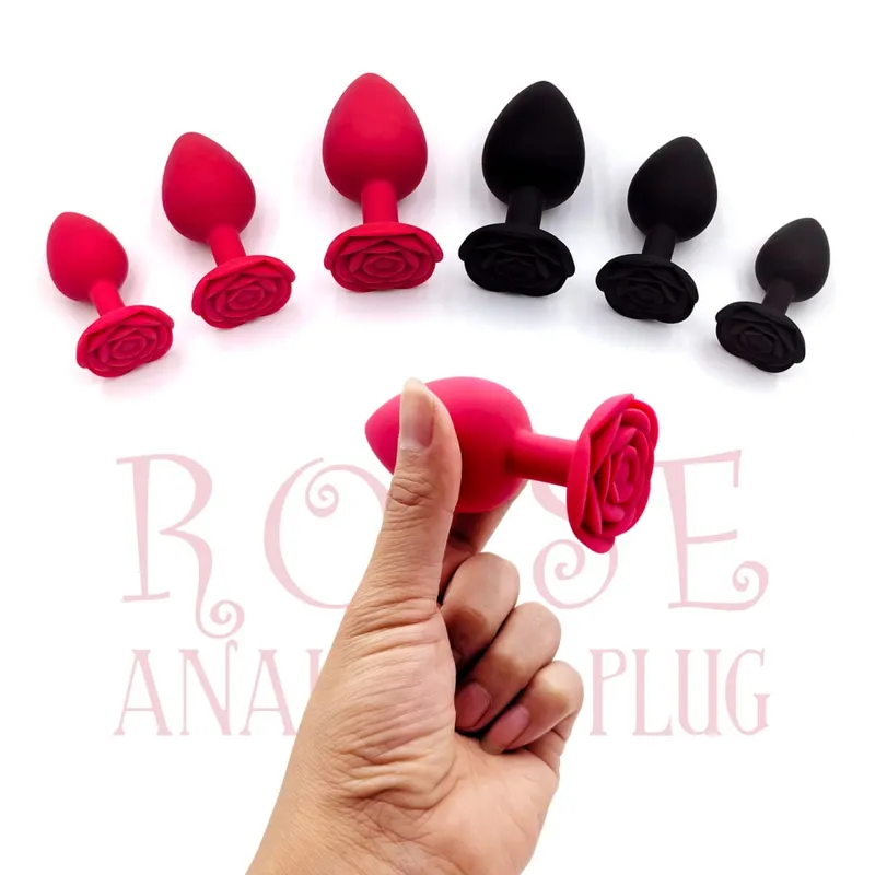 Weiche Silikon Rose Blume Anal Plug Anfänger bis Experte 3 Größen Butt Plug Anus Trainer Dildos Adule Sex Spielzeug für Paar Frauen Männer